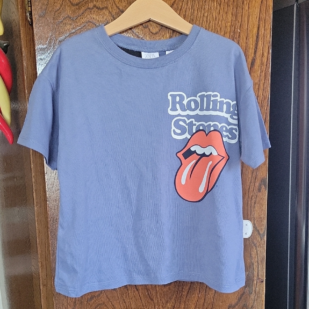 Zara Blue Rolling Stones Short Sleeve Tee